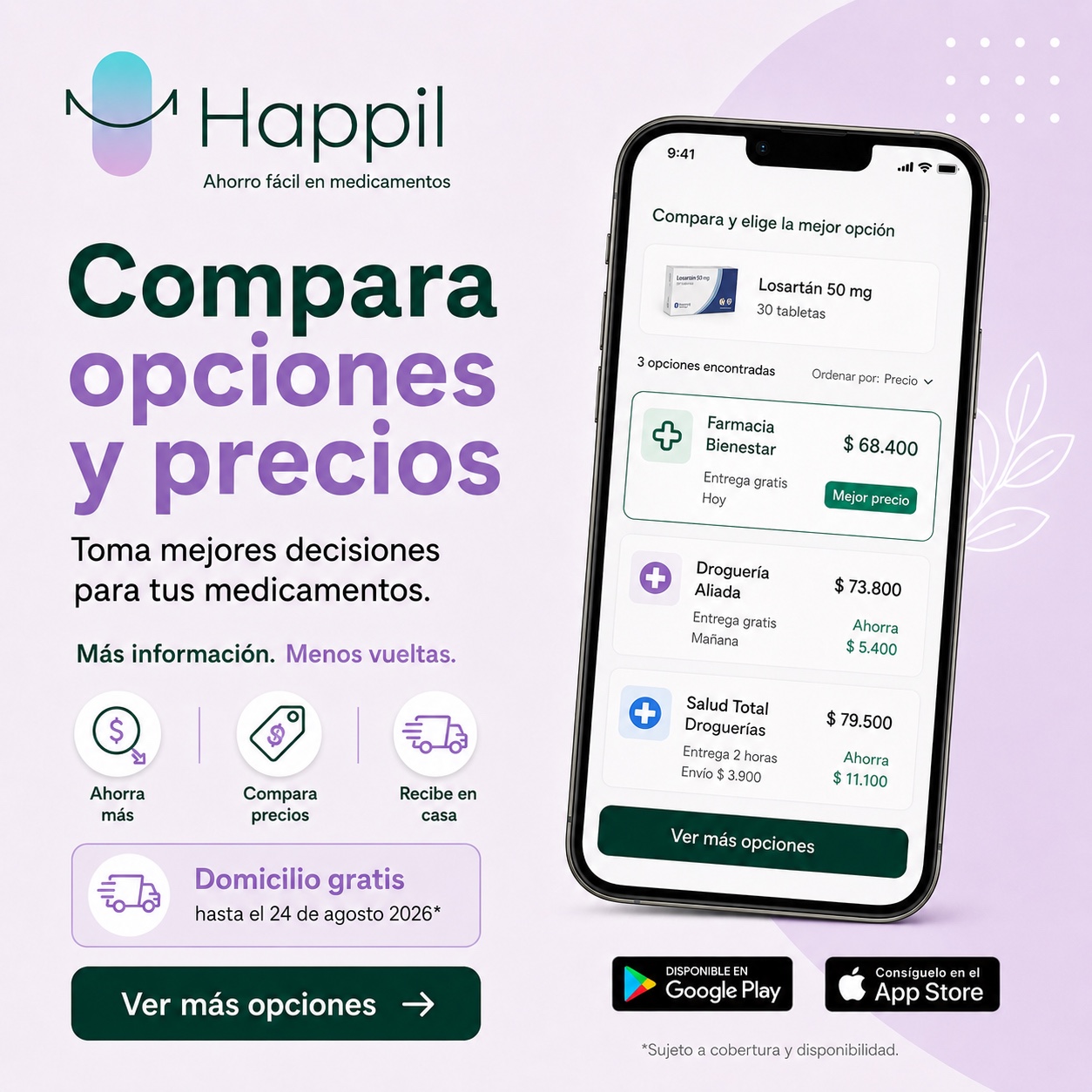 Pieza visual de Happil sobre comparar opciones y precios
