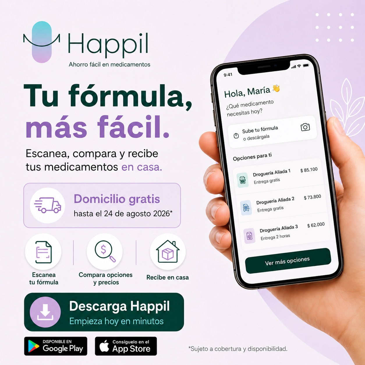 Pieza visual de Happil sobre tu fórmula, más fácil
